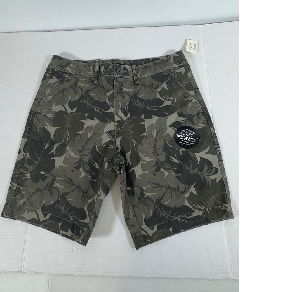 Aeropostale Reflex Twill Shorts Mens 30 Green Tropical Leaf Slim Fit